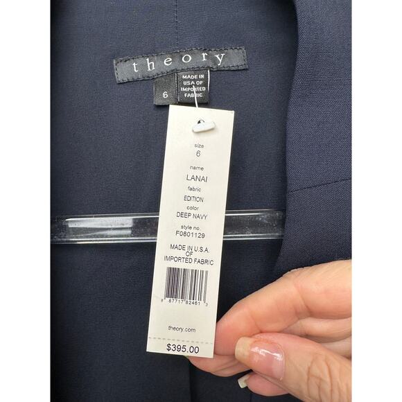 NWT Theory Lanai Edition Deep Navy Open-Front Blazer Women’s US 6 - Picture 5 of 10